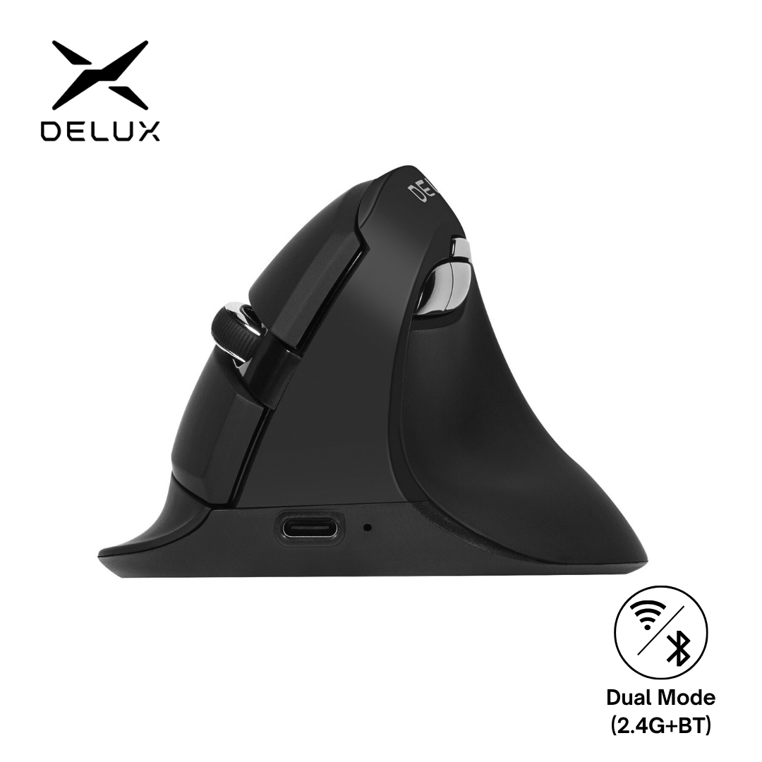 Vertical Mouse Left Handed - Delux M618Mini DB Ergonomic Wireless 2.4GHz
