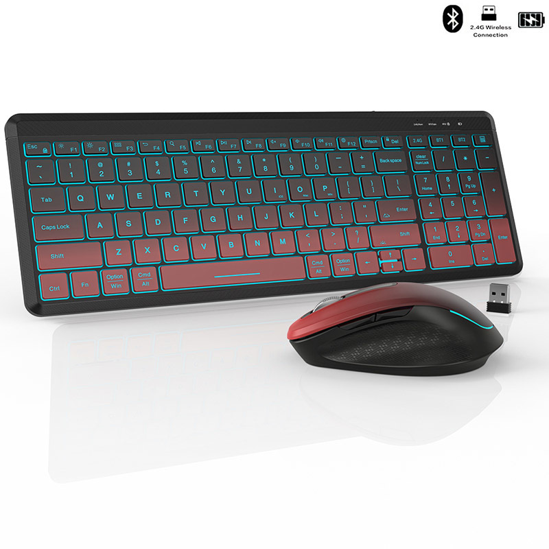 Trackball Mouse Wireless Finger - ชุดแป้นพิมพ์และเมาส์ไร้สายแบบเงียบสี RGB 2.4G ชุดเมาส์และคีย์บอร์ดไร้สายแบบชาร์จไฟได้สองโหมดสำหรับเดสก์ท็อป/แล็ปท็อป