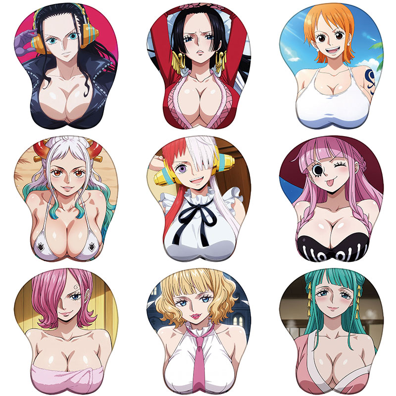 Ergonomic Mouse Wrist Rest Pad - แผ่นรองเมาส์ซิลิโคนลายอนิเมะ นามิ โรบิน อุตะ แฮนค็อก ยามาโตะ