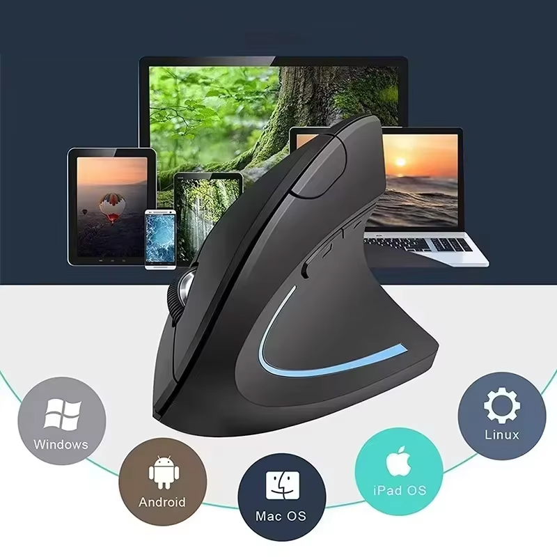 Ergonomic Vertical Mouse Wireless - เมาส์ไร้สายแนวตั้ง ชาร์จไฟได้ ปรับแต่งได้ ด้ามจับด้านข้างตามหลักสรีรศาสตร์ บลูทูธ 2.4G