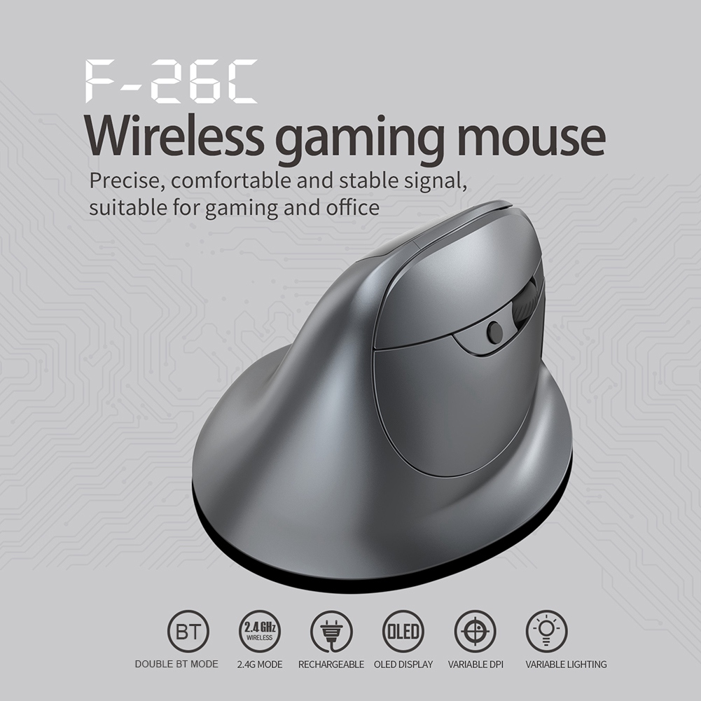 Ergonomic Vertical Mouse Wireless - AB53 เมาส์ไร้สายแนวตั้งบลูทูธพร้อมหน้าจอ OLED เมาส์แบบชาร์จไฟได้สําหรับแล็ปท็อปคอมพิวเตอร์แท็บเล็ต Ergonomics Mice
