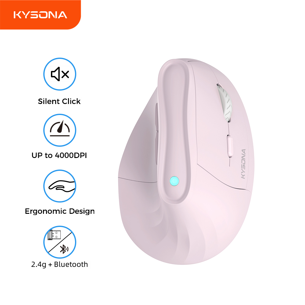 Vertical Mouse Dpi 4000 - เมาส์ไร้สาย Kysona EM9 แบบแนวตั้ง บลูทูธ ออกแบบตามหลักสรีรศาสตร์