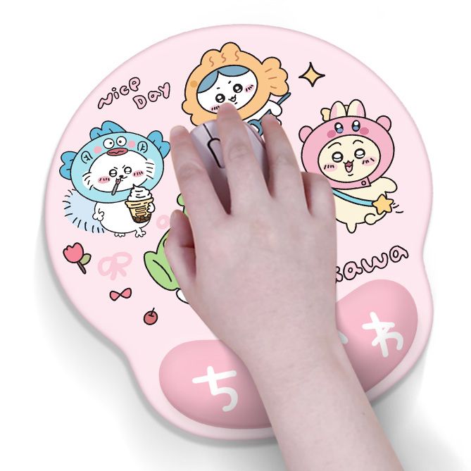 Ergonomic Mouse Wrist Rest Pad - แผ่นรองเมาส์ลายอนิเมะ Chiikawa Usagi น่ารัก รองรับข้อมือตามหลักสรีรศาสตร์ แผ่นรองโต๊ะกันลื่น
