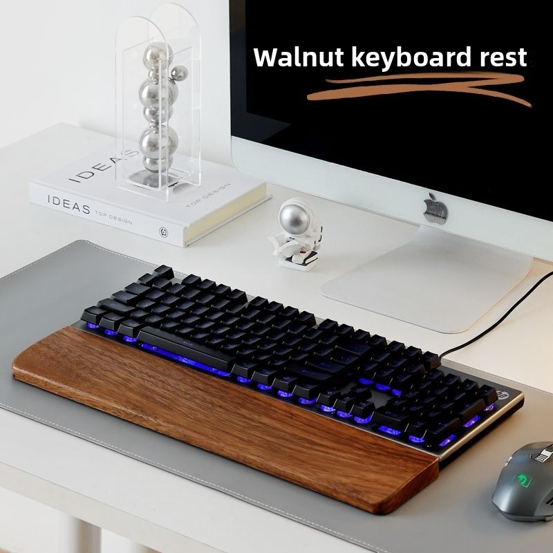 Ergonomic Mouse Wrist Rest Pad - ที่พักข้อมือไม้แท้สำหรับคีย์บอร์ดและแผ่นรองเมาส์ รองรับข้อมือสำหรับเล่นเกมและทำงาน คีย์บอร์ดแบบกลไก ที่พักข้อมือไม้แบบเรียบง่าย