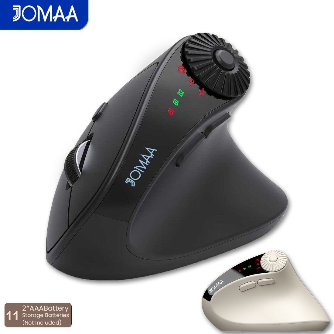 Vertical Mouse Dpi 4000 - เมาส์แนวตั้งไร้สาย BT&2.4G ตามหลักสรีรศาสตร์พร้อมปุ่มปรับฟังก์ชัน, เมาส์คอมพิวเตอร์ 4000DPI สำหรับแล็ปท็อป/เดสก์ท็อป-สีดำ/สีเบจ