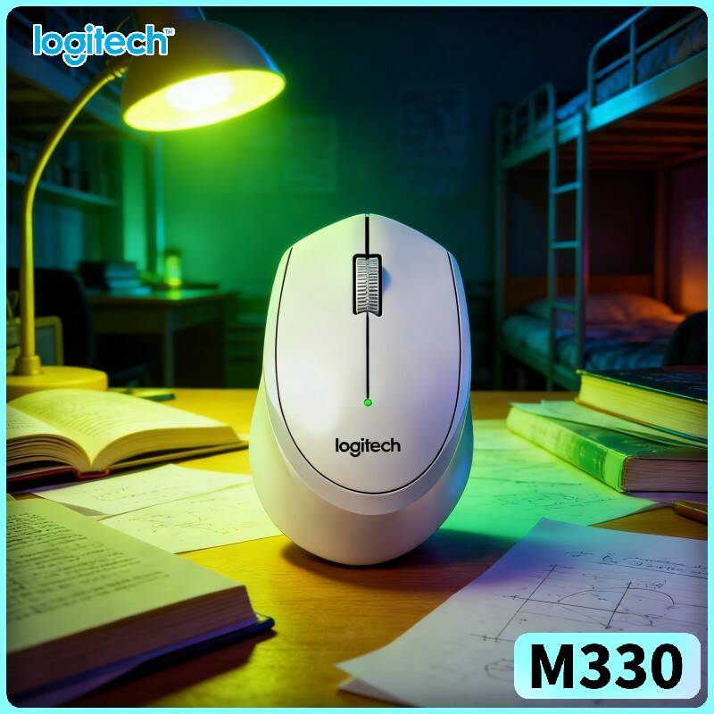 Ergonomic Mouse 2.4G Silent Click - เมาส์ไร้สาย Logitech M330 ออกแบบตามหลักสรีรศาสตร์ คลิกเงียบ พร้อมตัวรับสัญญาณ