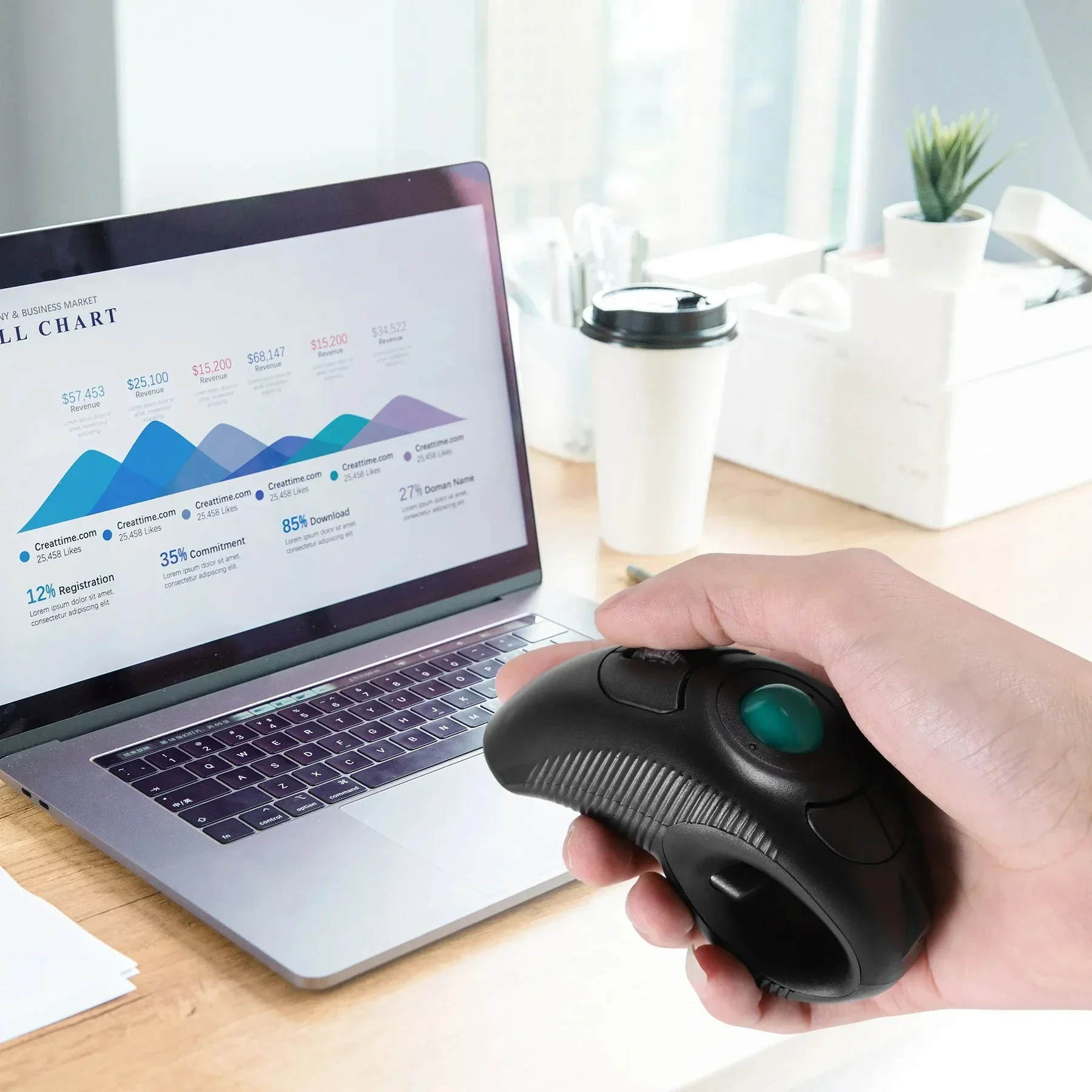 Ergonomic Mouse Trackball Thumb - ใหม่ 2.4GHz เมาส์ควบคุมด้วยนิ้วหัวแม่มือ 10M ไร้สายแบบพกพาเมาส์ตามหลักสรีรศาสตร์พอร์ต USB