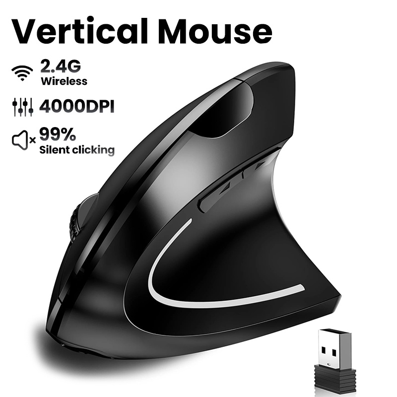 Vertical Mouse Small Hand - เมาส์แนวตั้ง 2.4GHz บลูทูธ สำหรับสำนักงาน บ้าน โต๊ะทำงาน