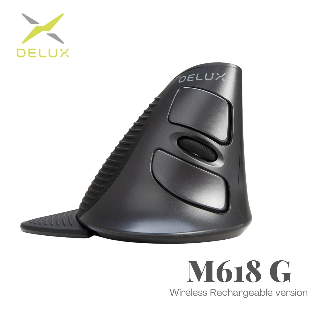 Vertical Mouse Dpi 4000 - Delux M618G ชาร์จแนวตั้งไร้สายเมาส์ Ergonomic 4000 DPI