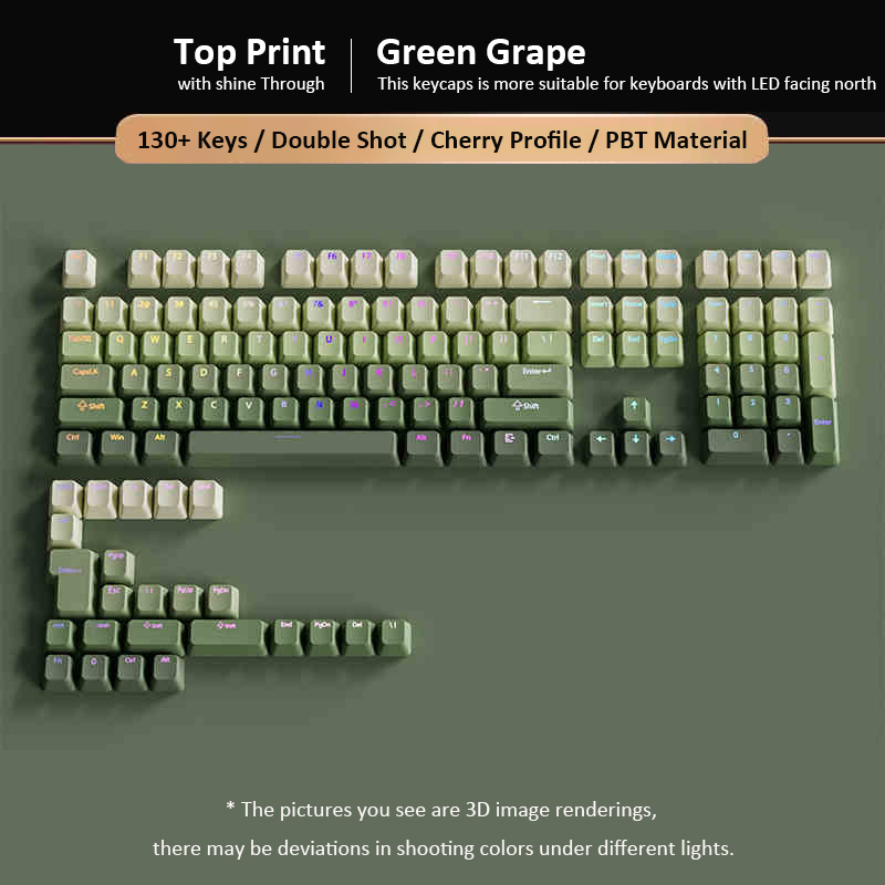 Ergonomic Keyboard Split Mechanical - องุ่นสีเขียว Double Shot PBT Keycaps 130