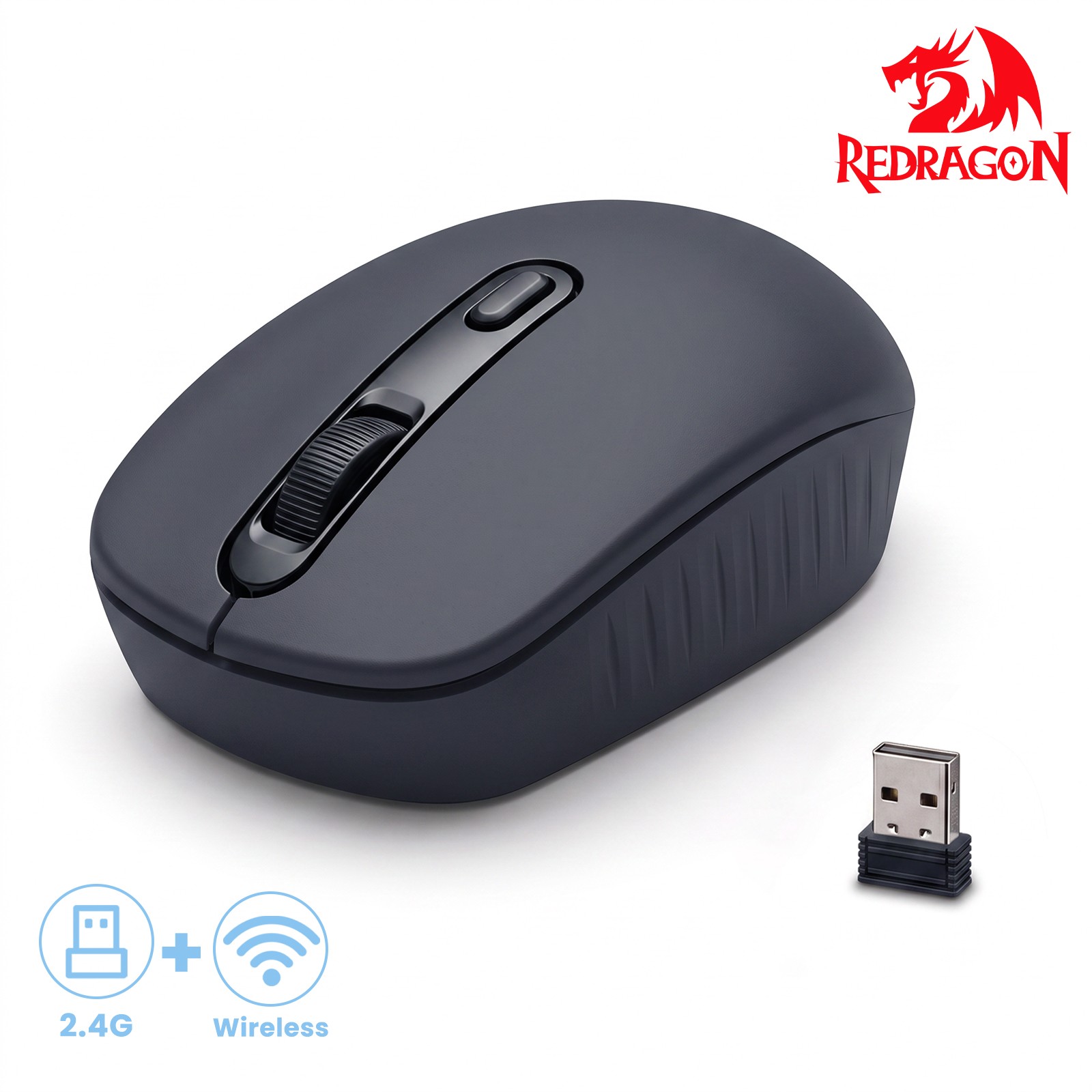 Ergonomic Mouse 2.4G Silent Click - เมาส์ไร้สาย Redragon แบบสองโหมด 2.4G และบลูทูธ ความละเอียด