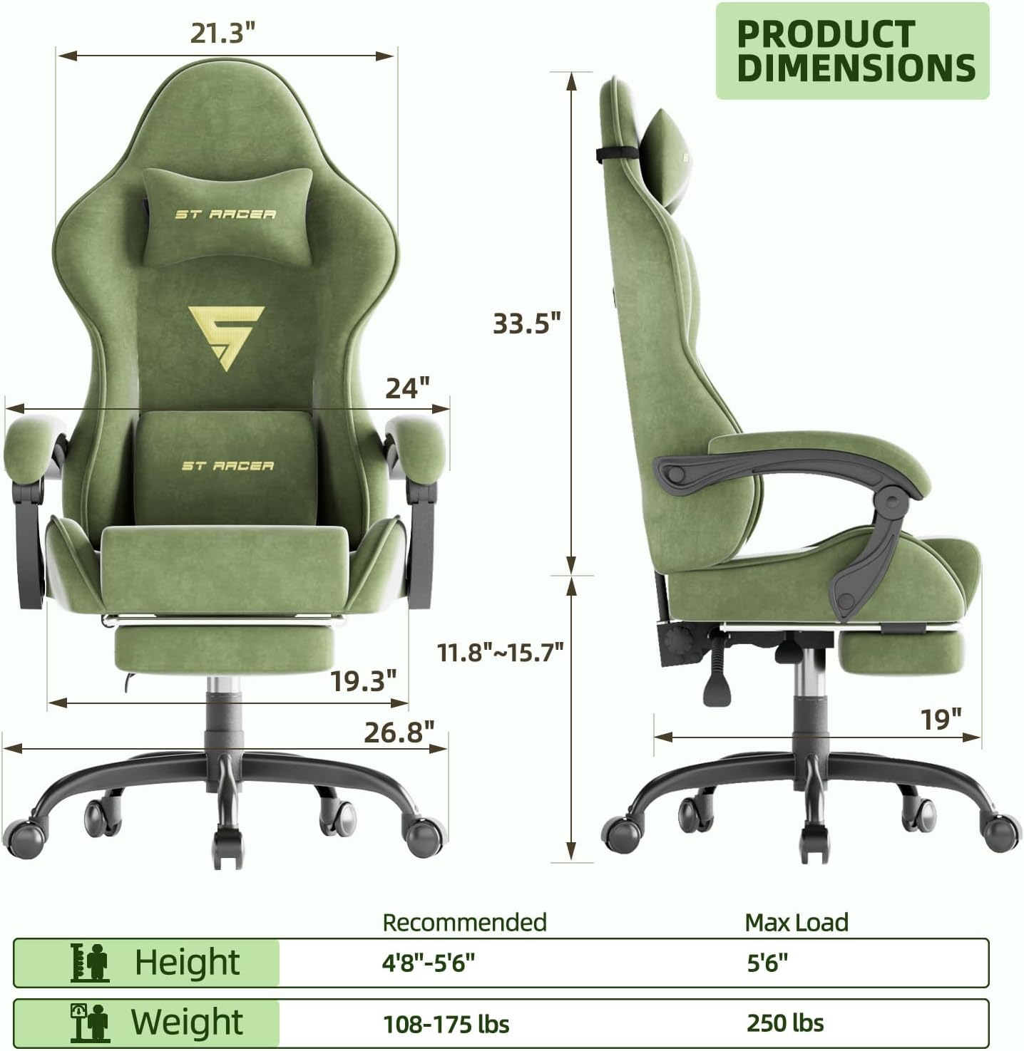 เก้าอี้เกมมิ่งสไตล์เรซซิ่งสำหร - Ergonomic Footrest Adjustable บทวิจารณ์และราคา