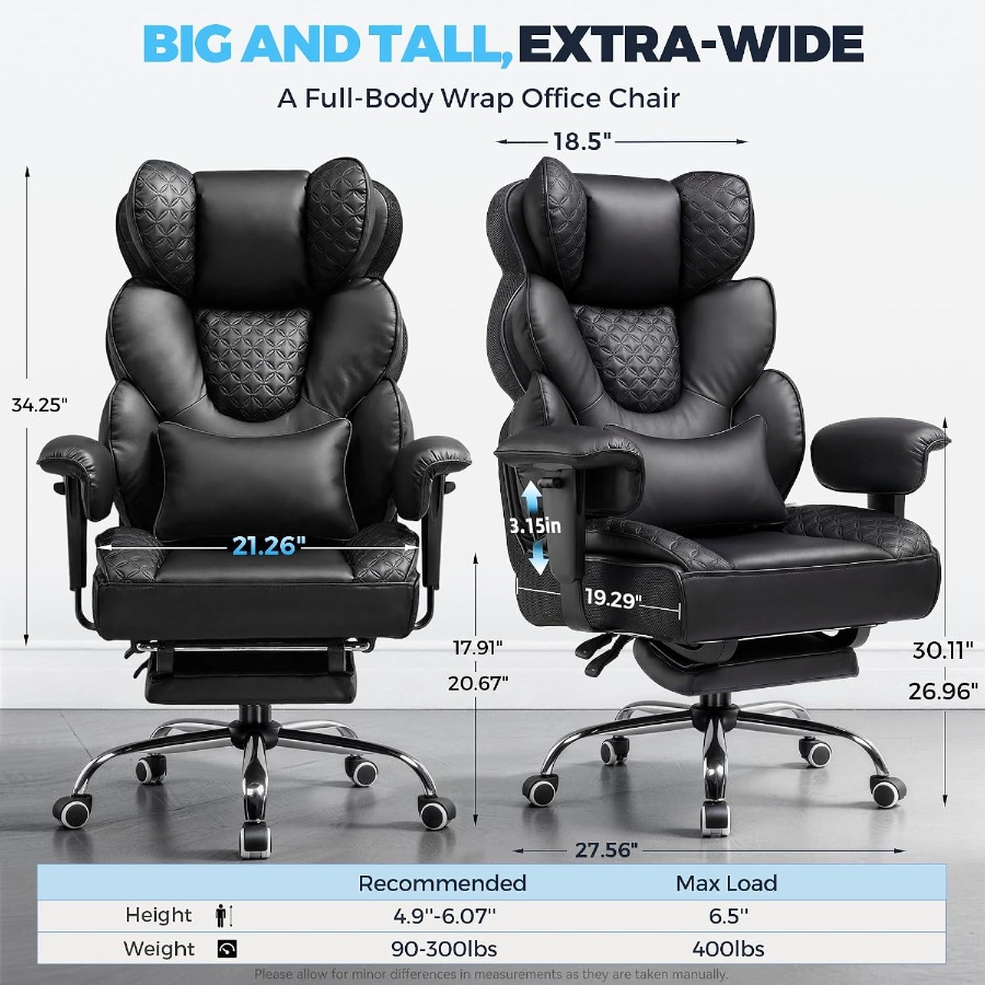 เก้าอี้เกมมิ่งขนาดใหญ่พิเศษและ - Ergonomic Footrest Adjustable บทวิจารณ์และราคา