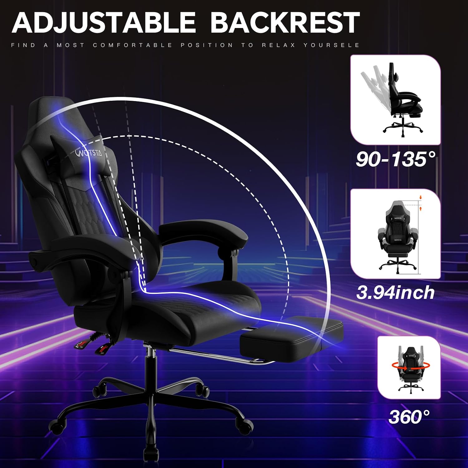 เก้าอี้เกมมิ่งพร้อมที่พักเท้า  - Ergonomic Footrest Adjustable บทวิจารณ์และราคา