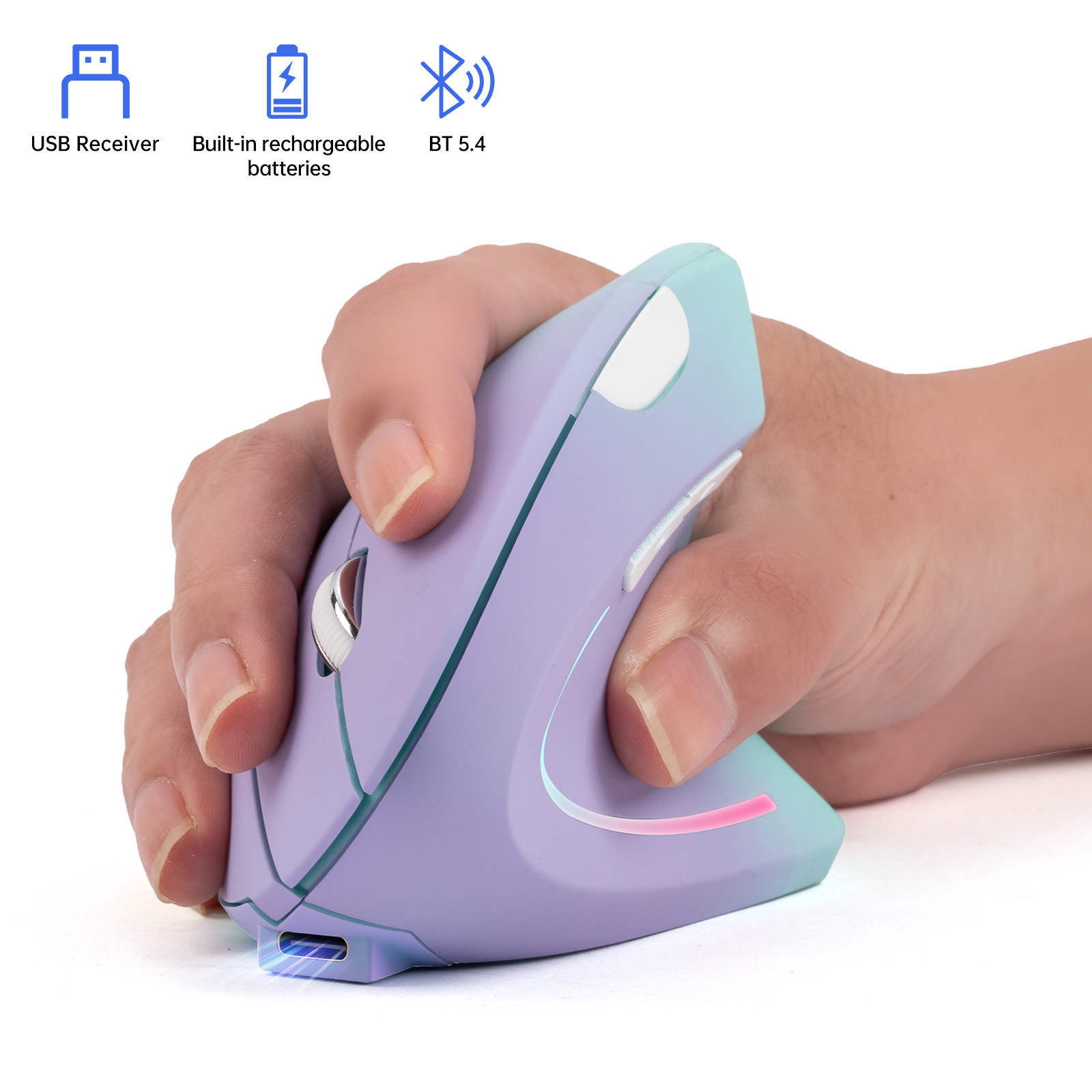 เมาส์ไร้สาย 2.4G บลูทูธแบบสองโ - Vertical Mouse Left Handed บทวิจารณ์และราคา