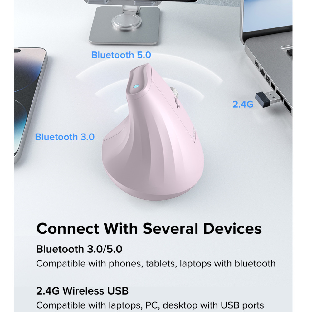2.4G + บลูทูธ Dual-Mode Wirele - Vertical Mouse Dpi 4000 บทวิจารณ์และราคา