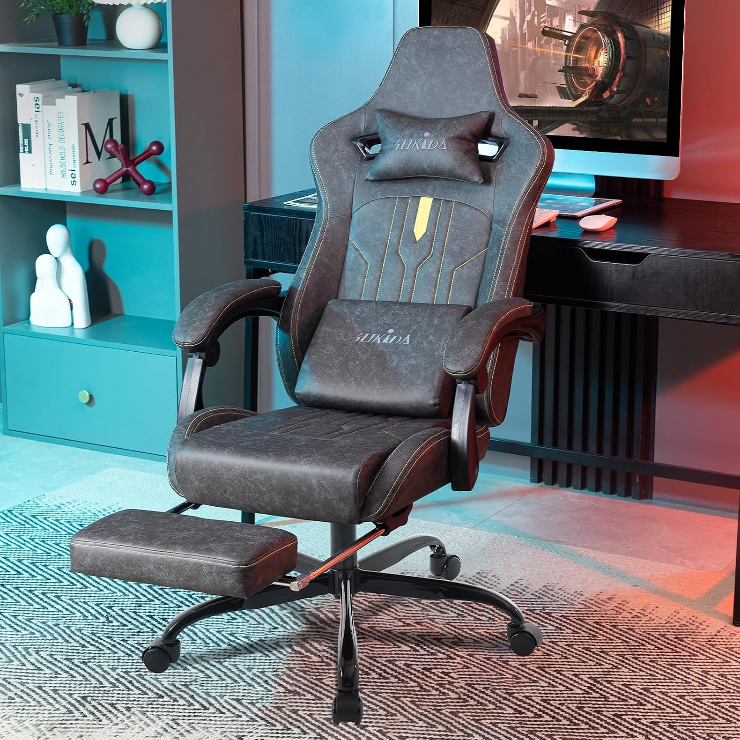 เก้าอี้เกมมิ่งพร้อมที่พักเท้า  - Ergonomic Footrest Adjustable บทวิจารณ์และราคา