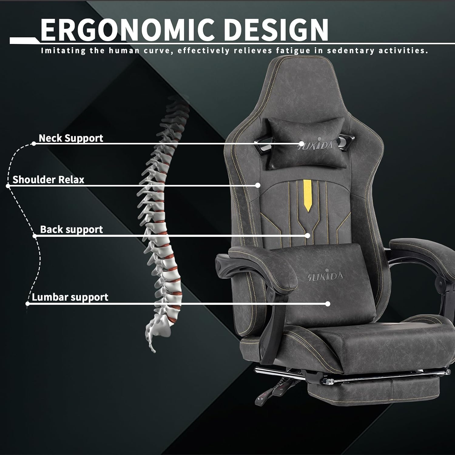 เก้าอี้เกมมิ่งพร้อมที่พักเท้า  - Ergonomic Footrest Adjustable บทวิจารณ์และราคา