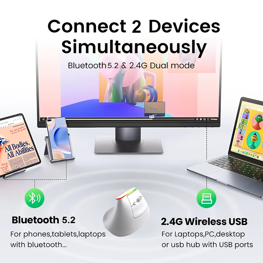 เควิดูเมย์เมาส์แนวตั้งบลูทูธ 5 - Vertical Mouse Left Handed บทวิจารณ์และราคา