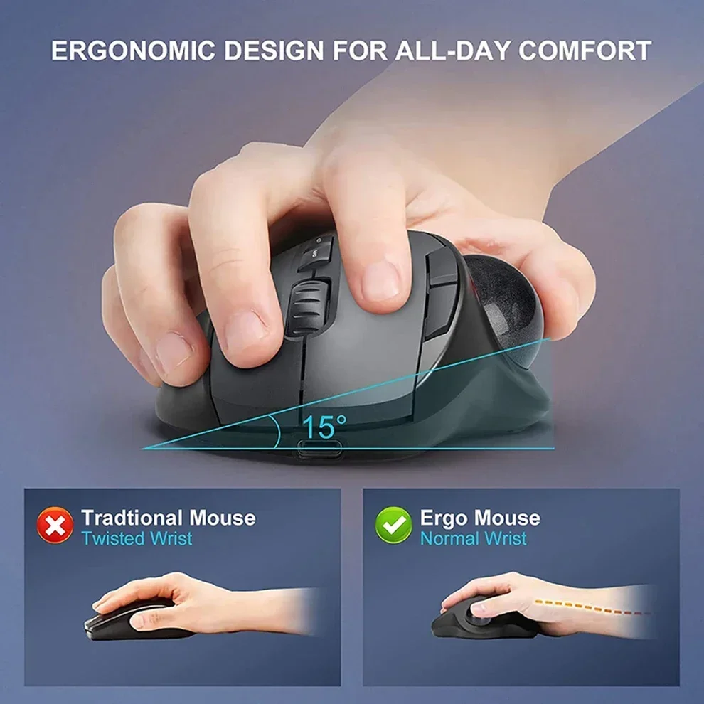 เมาส์แบบไร้สายที่มีลูกบอลควบคุ - Ergonomic Mouse Trackball Thumb บทวิจารณ์และราคา