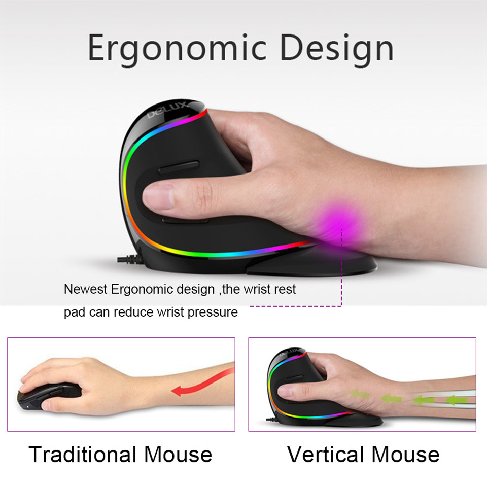 Delux M618 PLUS Ergonomics เมา - Vertical Mouse Dpi 4000 บทวิจารณ์และราคา