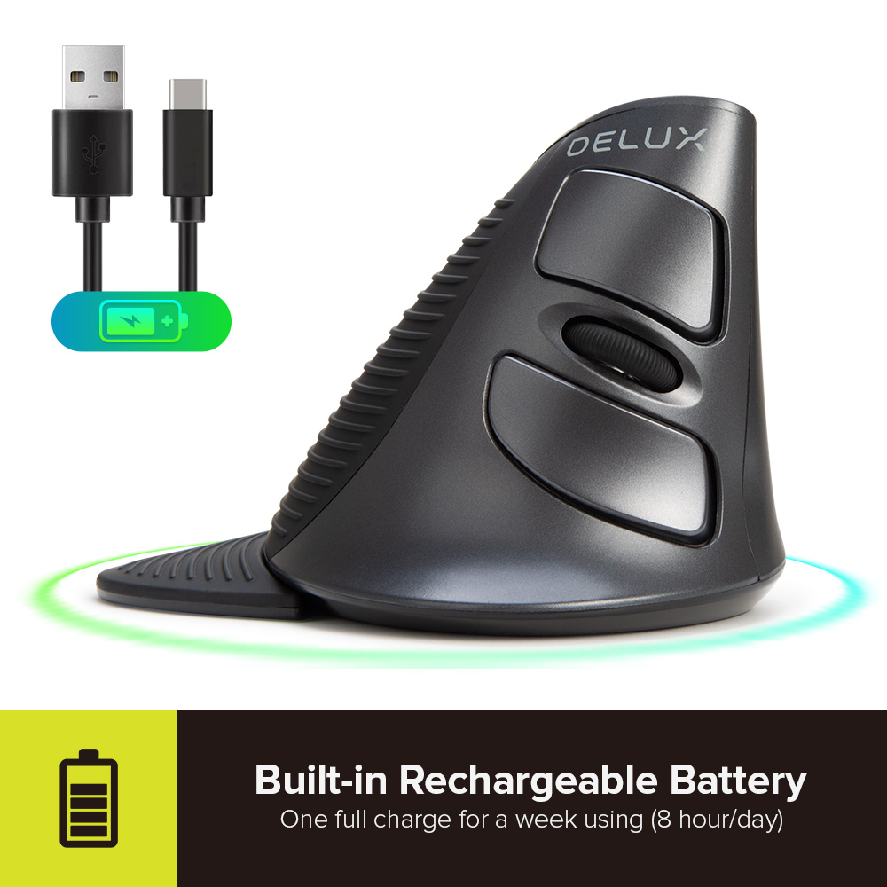 Delux M618G ชาร์จแนวตั้งไร้สาย - Vertical Mouse Dpi 4000 บทวิจารณ์และราคา