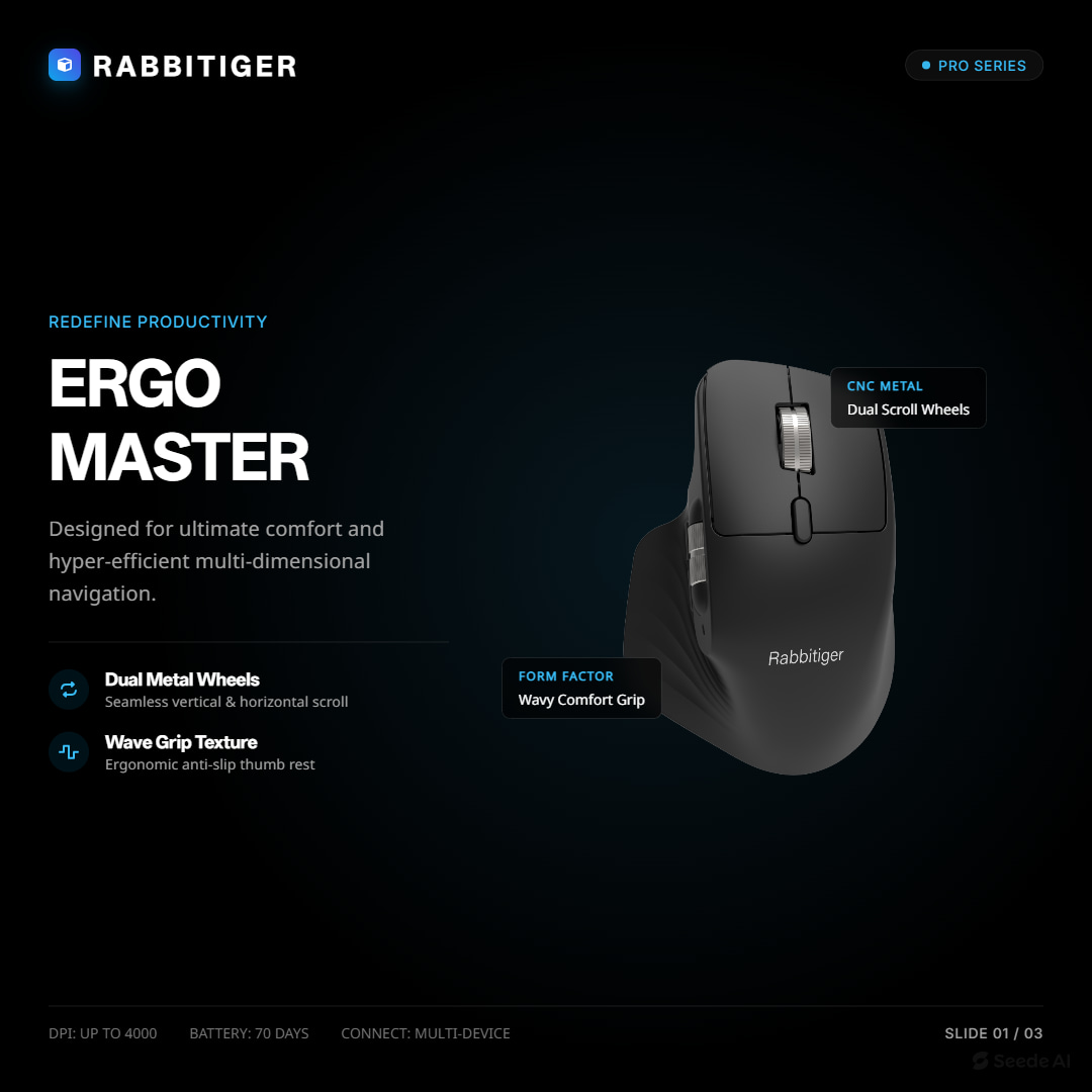 เมาส์แนวตั้ง Rabbitiger รุ่น 2 - Vertical Mouse Small Hand บทวิจารณ์และราคา