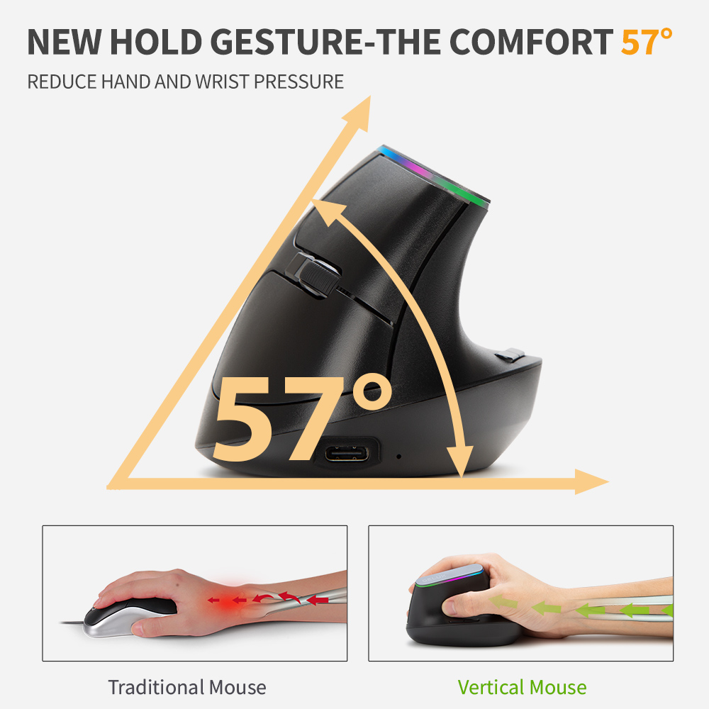 Delux Ergonomic เมาส์แนวตั้งไร - Vertical Mouse Dpi 4000 บทวิจารณ์และราคา