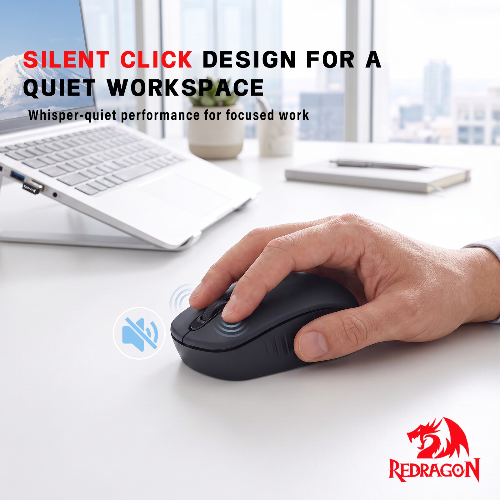 เมาส์ไร้สาย Redragon แบบสองโหม - Ergonomic Mouse 2.4G Silent Click บทวิจารณ์และราคา